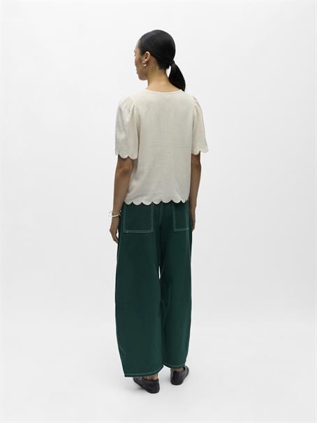 OBJSANNE 2/4 LO V-NECK TOP NOOS sandshell