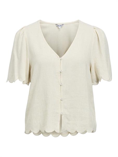 OBJSANNE 2/4 LO V-NECK TOP NOOS sandshell