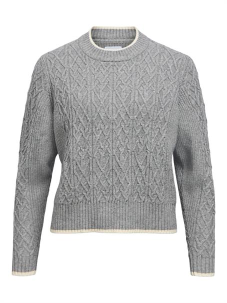 OBJSIVA L/S RE KNIT PULLOVER 146 ND medium grey melange