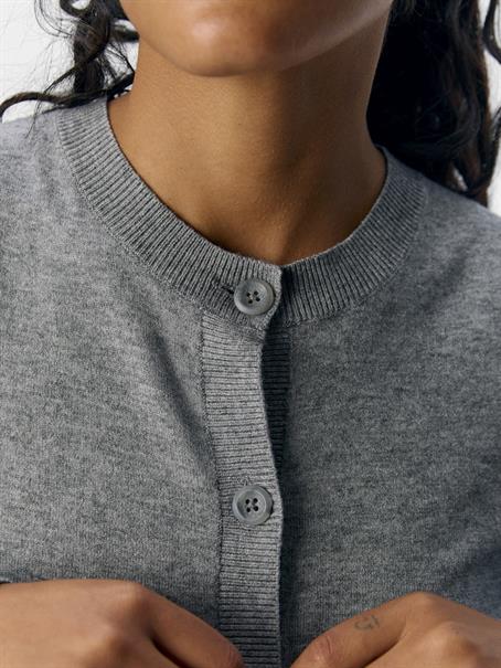 OBJTHESS L/S SHORT CARDIGAN NOOS medium grey melange