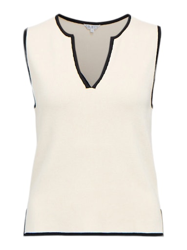 OBJVIVA S/L RE V-NECK KNIT TOP NOOS birch