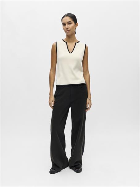 OBJVIVA S/L RE V-NECK KNIT TOP NOOS birch