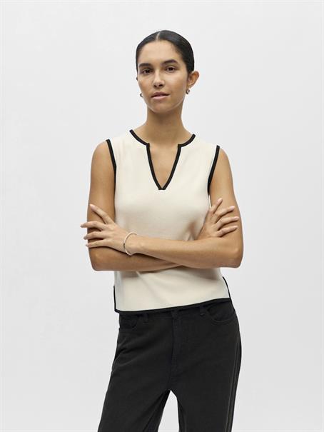 OBJVIVA S/L RE V-NECK KNIT TOP NOOS birch