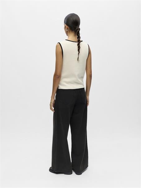 OBJVIVA S/L RE V-NECK KNIT TOP NOOS birch