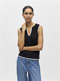 OBJVIVA S/L RE V-NECK KNIT TOP NOOS black