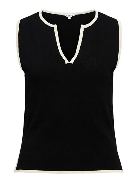 OBJVIVA S/L RE V-NECK KNIT TOP NOOS black