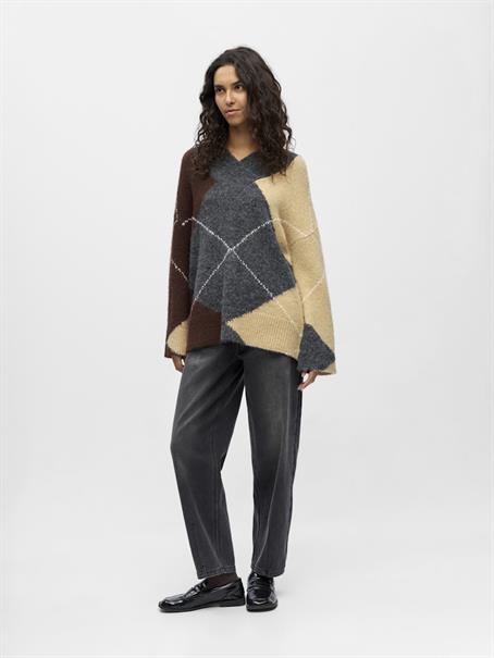 OBJZENA KNIT L/S LO PULLOVER 141 dark grey melange