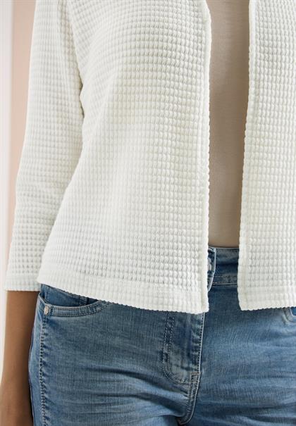 Offene 3/4-Arm Jacke im Ajour-Look vanilla white