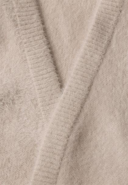 Offene Federgarn-Weste in Unifarbe cashmere beige