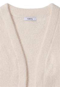 Offene Federgarn Weste oat milk beige melange