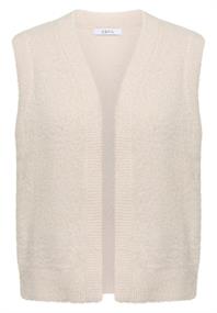 Offene Federgarn Weste oat milk beige melange