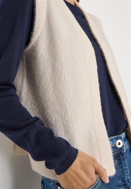 Offene Federgarn Weste oat milk beige melange