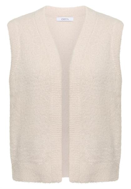 Offene Federgarn Weste oat milk beige melange