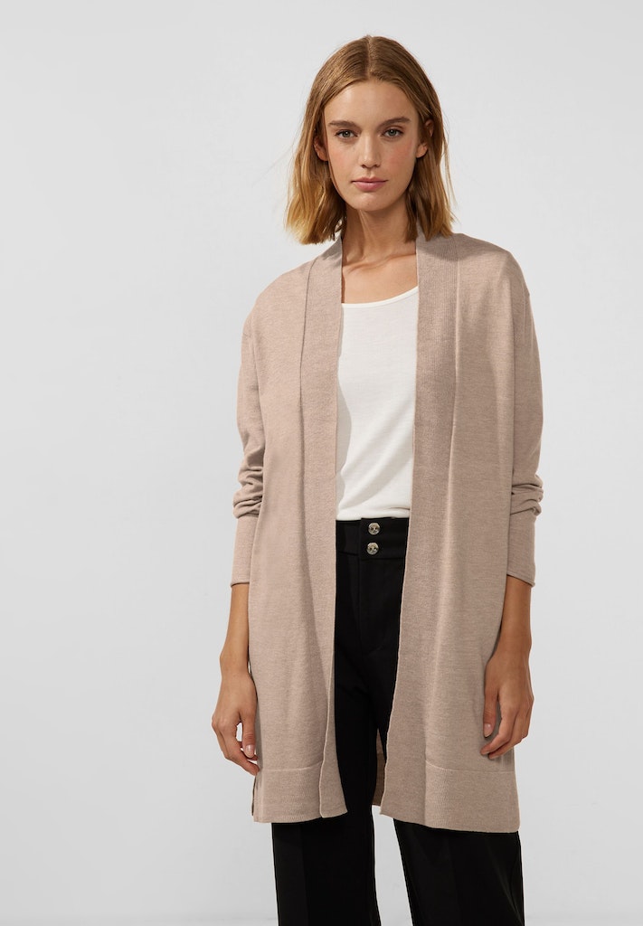 Street One Damen Pullover Offener Cardigan bleached sand melange bequem  online kaufen bei