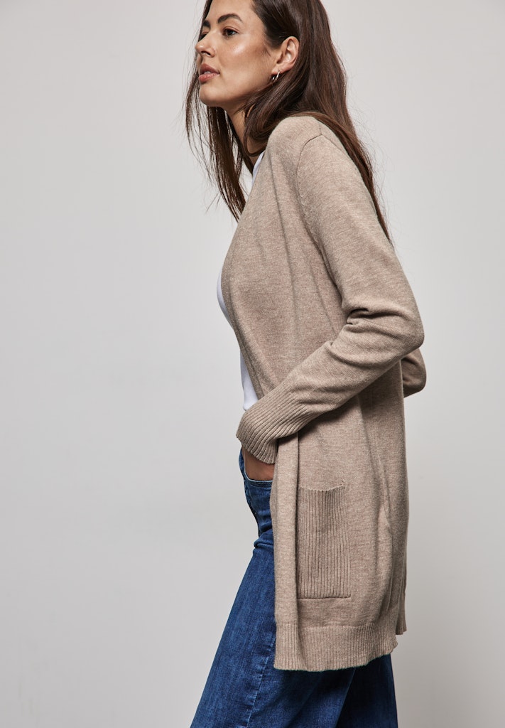 Street One Damen Pullover Offener Cardigan warm taupe mel. bequem online kaufen bei Tara M