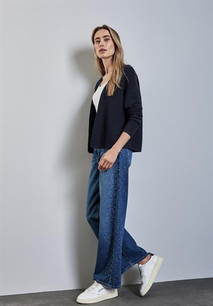 Offener Strukturcardigan deep blue