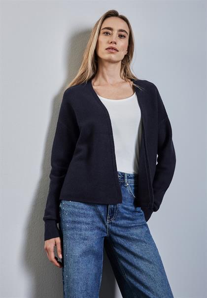 Offener Strukturcardigan deep blue