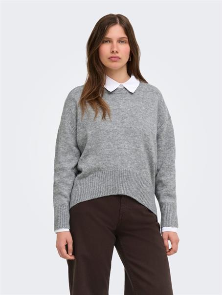 ONLALIVIA LS HIGH-LOW O-NECK KNT medium grey melange