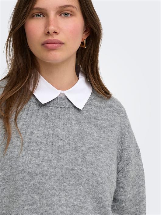 onlalivia-ls-high-low-o-neck-knt-medium-grey-melange
