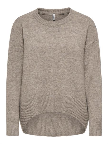 ONLALIVIA LS HIGH-LOW O-NECK KNT taupe gray