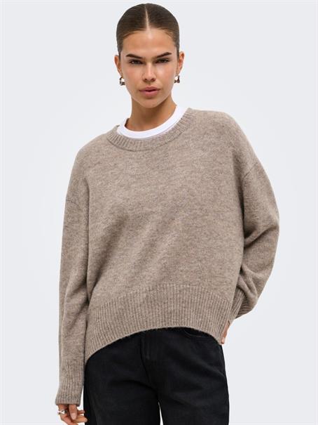 ONLALIVIA LS HIGH-LOW O-NECK KNT taupe gray
