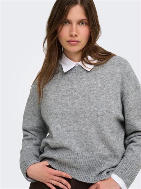 ONLALIVIA LS HIGH-LOW O-NECK NOOS KNT medium grey melange