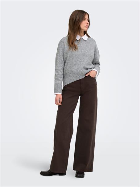 ONLALIVIA LS HIGH-LOW O-NECK NOOS KNT medium grey melange