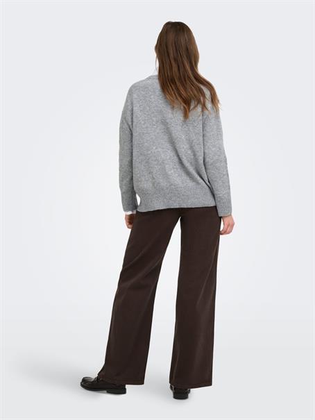 ONLALIVIA LS HIGH-LOW O-NECK NOOS KNT medium grey melange