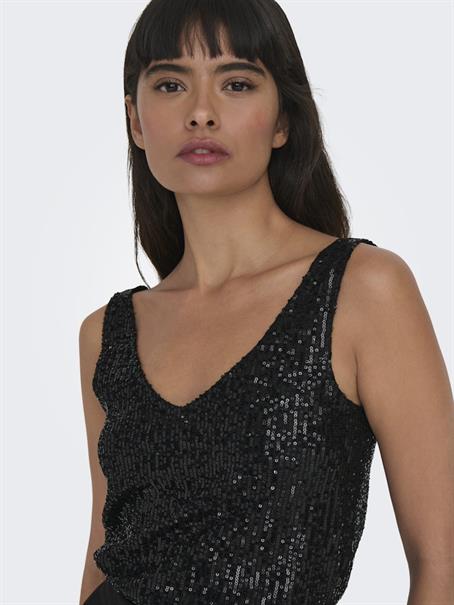 ONLANA S/L V-NECK SEQUINS TOP JRS black