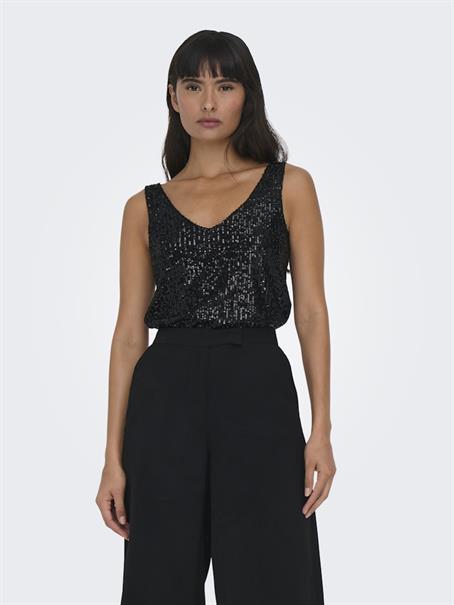 ONLANA S/L V-NECK SEQUINS TOP JRS black