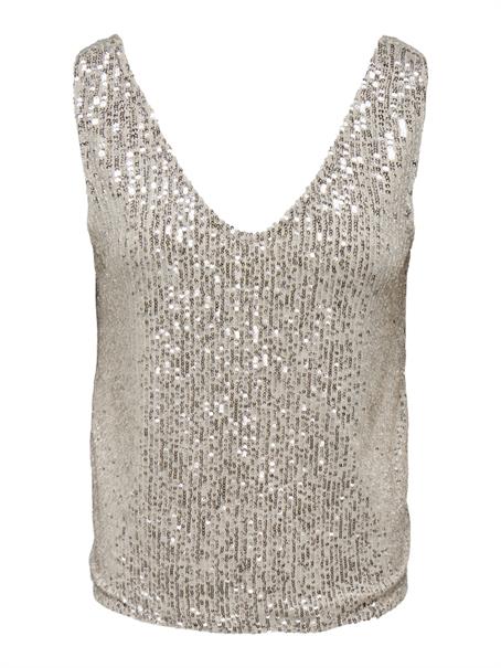 ONLANA S/L V-NECK SEQUINS TOP JRS pumice stone