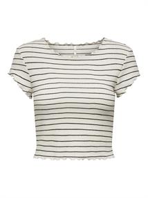 ONLANITS S/S CROPPED TOP JRS antique white-black