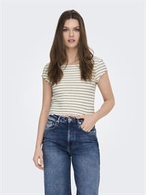 ONLANITS S/S CROPPED TOP JRS antique white-black