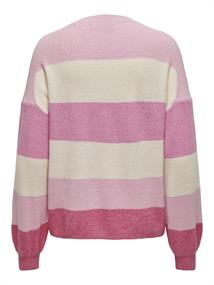 ONLATIA L/S STRIPE PULLOVER KNT NOOS pink lady