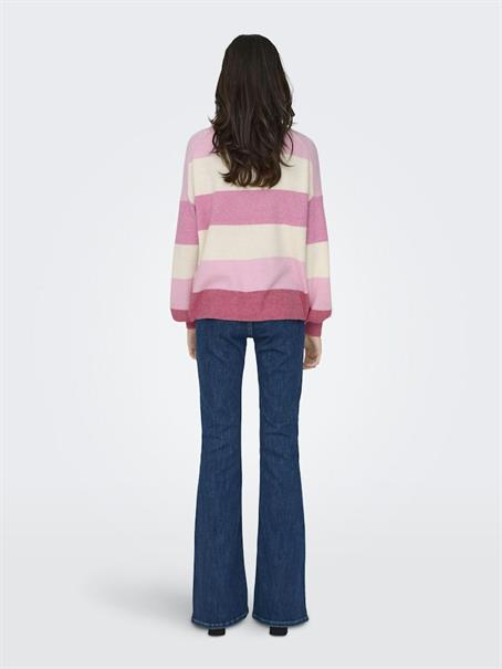 ONLATIA L/S STRIPE PULLOVER KNT NOOS pink lady