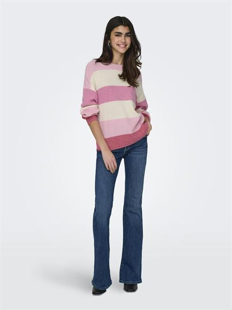 ONLATIA L/S STRIPE PULLOVER KNT NOOS pink lady