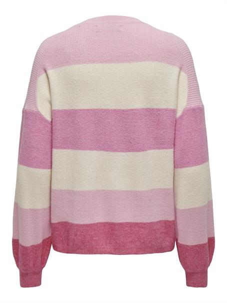 ONLATIA L/S STRIPE PULLOVER KNT NOOS pink lady
