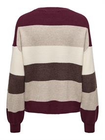 ONLATIA LIFE L/S STRIPE PULLOV KNT NOOS zinfandel