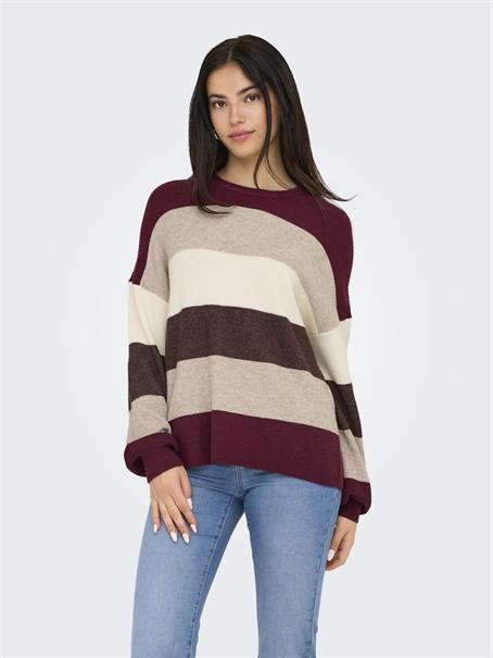 ONLATIA LIFE L/S STRIPE PULLOV KNT NOOS zinfandel