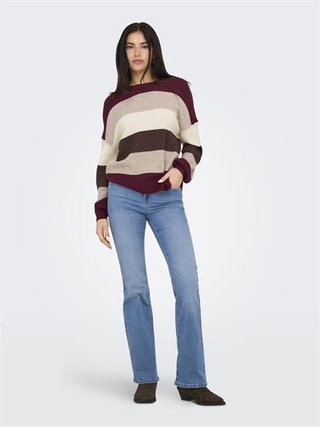 ONLATIA LIFE L/S STRIPE PULLOV KNT NOOS zinfandel