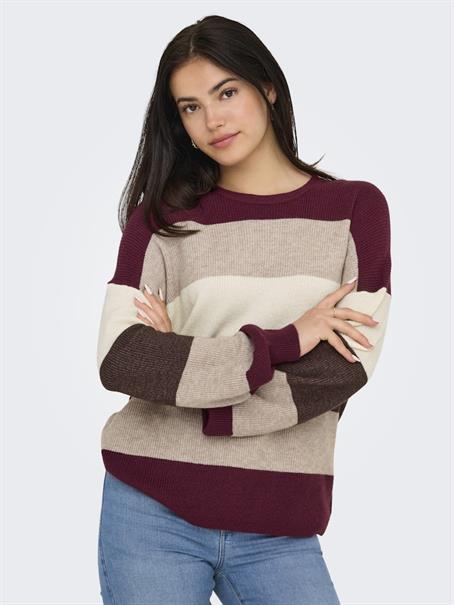 ONLATIA LIFE L/S STRIPE PULLOV KNT NOOS zinfandel