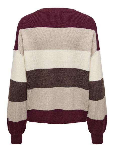 ONLATIA LIFE L/S STRIPE PULLOV KNT NOOS zinfandel
