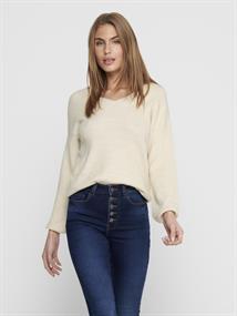 ONLATIA V-NECK L/S PULLOVER CC KNT almond milk