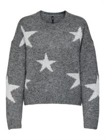 ONLAZU LS STAR O-NECK KNT dark grey melange
