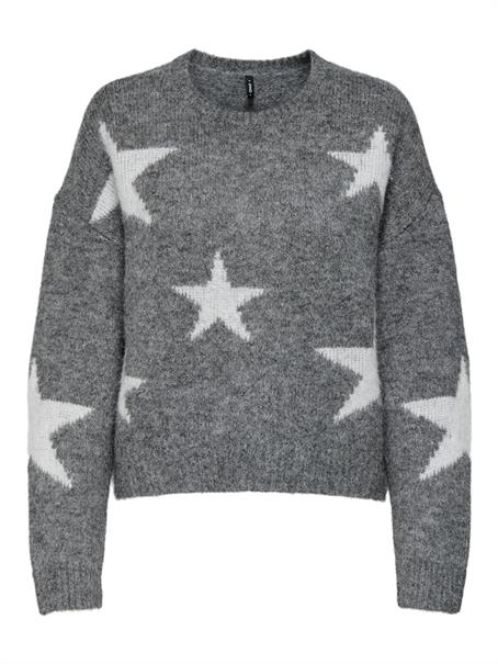 ONLAZU LS STAR O-NECK KNT dark grey melange