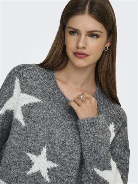 ONLAZU LS STAR O-NECK KNT dark grey melange