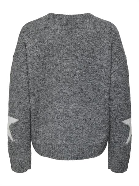 ONLAZU LS STAR O-NECK KNT dark grey melange