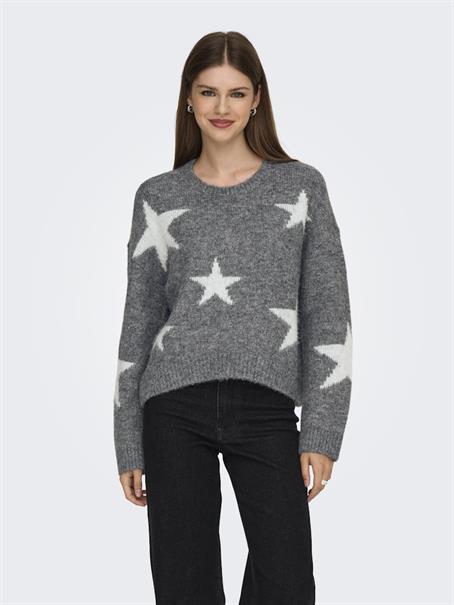 ONLAZU LS STAR O-NECK KNT dark grey melange