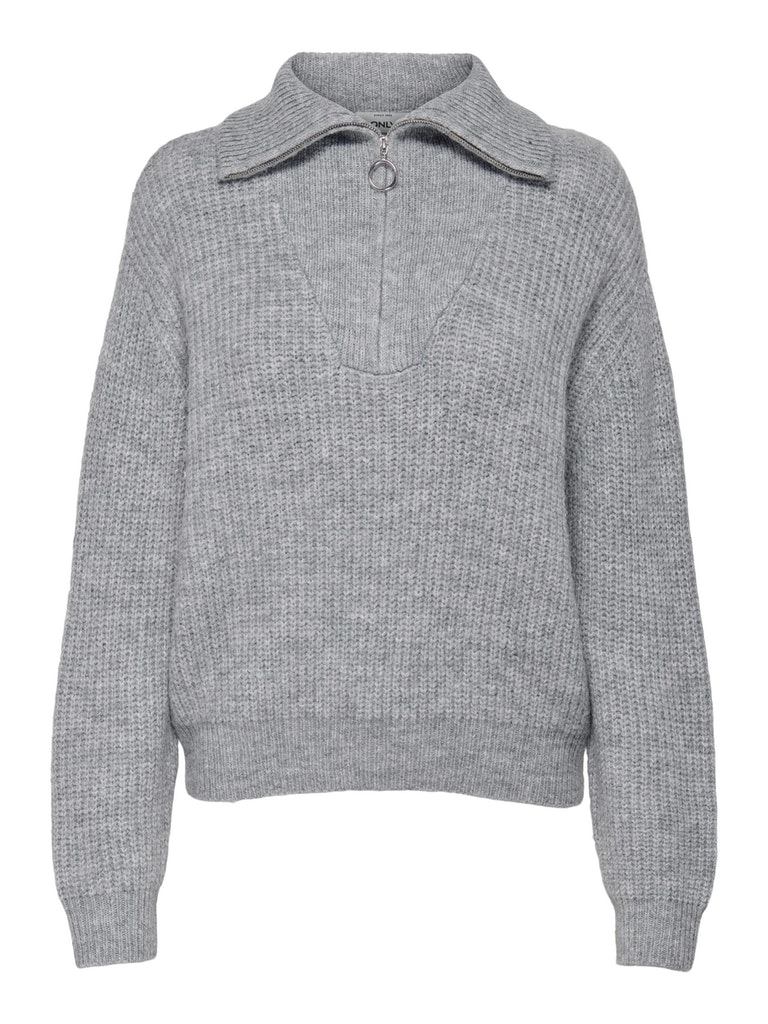 Only Damen Pullover 15247008 Light Grey Melange - strickpullover