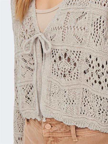 ONLBEACH 7/8 TIE CARDIGAN KNT NOOS pumice stone